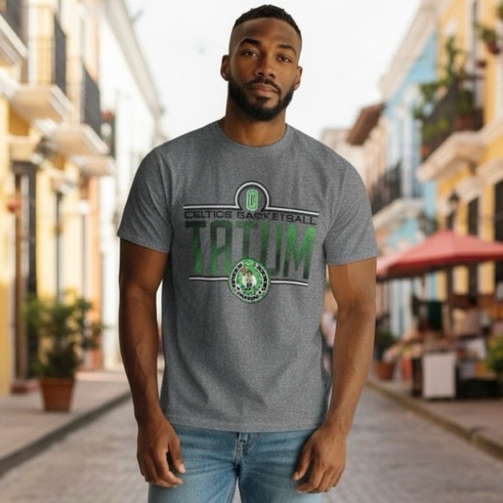 🤑 5/$25 Celtics Basketball Team Grey and Green Men’s Tee Shirt Tatum #0